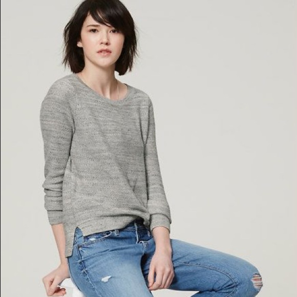 LOFT Marled hi-lo sweater Grey XS